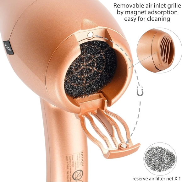 NITION Ceramic Hair Dryer with Diffuser Ionic Blow Dryer Quick Drying 1875 Watt - Picture 5 of 7